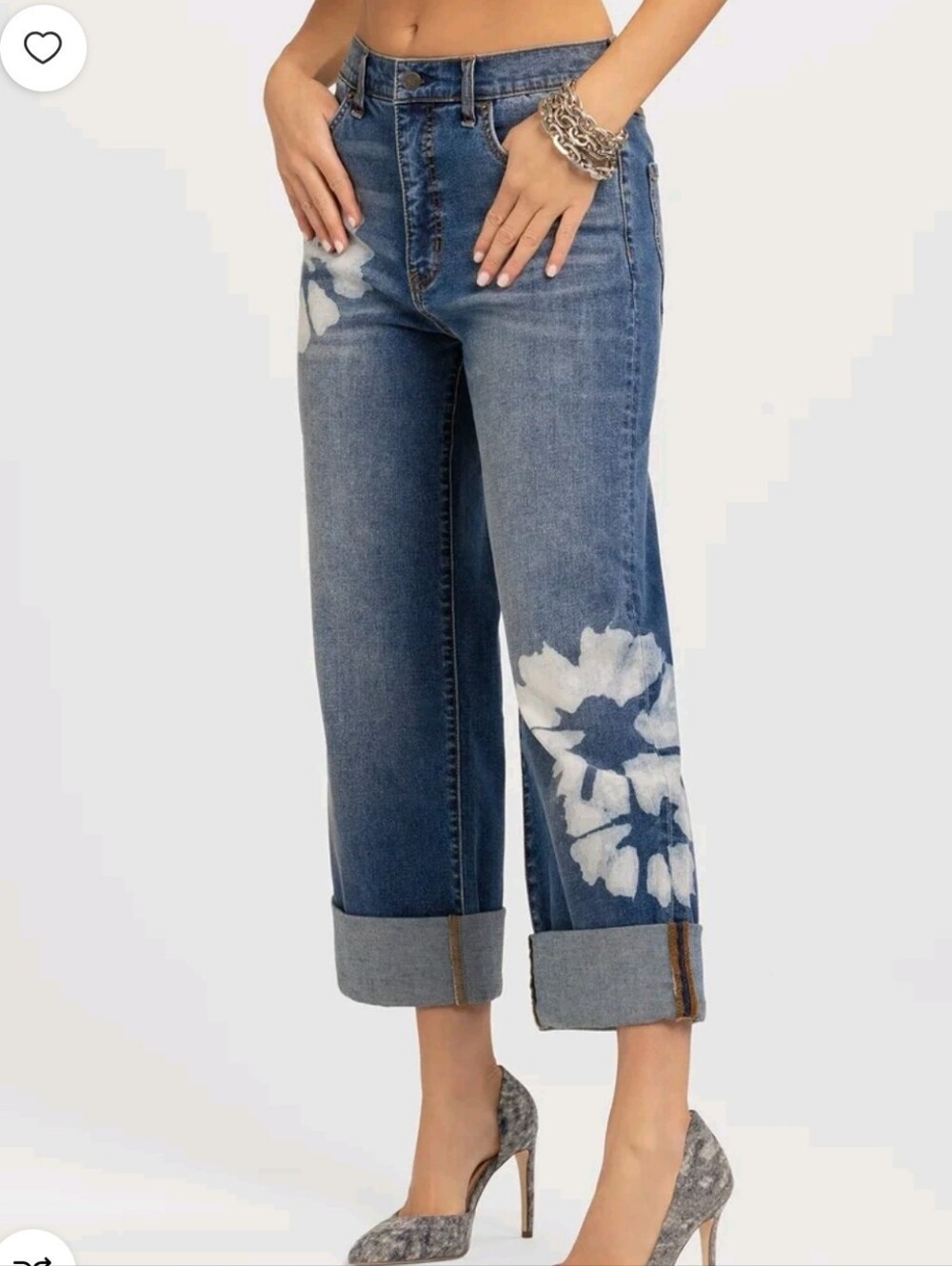 Jessica Simpson Blue Wide-Leg Floral Tie-Dye Jeans - Picture 3 of 8